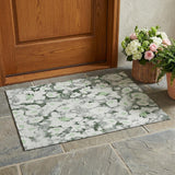 2' X 3' Artichoke Green Floral Washable Non Skid Indoor Outdoor Area Rug