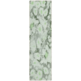 8' Runner Artichoke Green Floral Washable Non Skid Indoor Outdoor Runner Rug