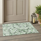 3' X 5' Artichoke Green Floral Washable Non Skid Indoor Outdoor Area Rug