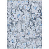 5' X 8' Denim Blue Floral Washable Non Skid Indoor Outdoor Area Rug