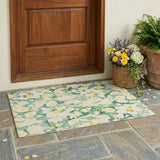 3' X 5' Green Floral Washable Non Skid Indoor Outdoor Area Rug