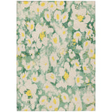 8' X 10' Green Floral Washable Non Skid Indoor Outdoor Area Rug