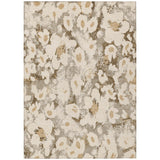 3' X 5' Khaki Floral Washable Non Skid Indoor Outdoor Area Rug