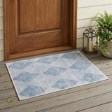 2' X 3' Blue Geometric Washable Non Skid Indoor Outdoor Area Rug