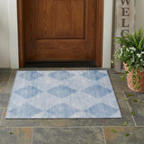 3' X 5' Blue Geometric Washable Non Skid Indoor Outdoor Area Rug