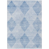 3' X 5' Blue Geometric Washable Non Skid Indoor Outdoor Area Rug