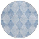 8' Round Blue Round Geometric Washable Non Skid Indoor Outdoor Area Rug