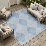 8' X 10' Blue Geometric Washable Non Skid Indoor Outdoor Area Rug