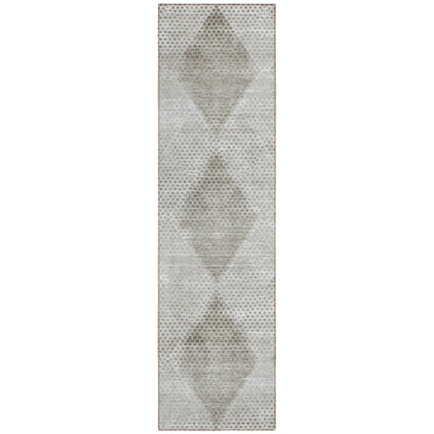 8' Runner Gray Geometric Washable Non Skid Indoor Outdoor Runner Rug