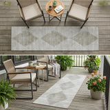 8' Runner Gray Geometric Washable Non Skid Indoor Outdoor Runner Rug