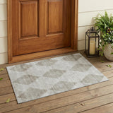 3' X 5' Gray Geometric Washable Non Skid Indoor Outdoor Area Rug