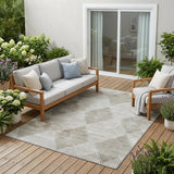 5' X 8' Gray Geometric Washable Non Skid Indoor Outdoor Area Rug