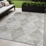 5' X 8' Gray Geometric Washable Non Skid Indoor Outdoor Area Rug