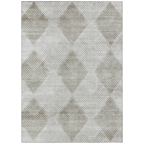 5' X 8' Gray Geometric Washable Non Skid Indoor Outdoor Area Rug