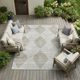 8' X 10' Gray Geometric Washable Non Skid Indoor Outdoor Area Rug