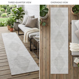 8' Runner Ivory Geometric Washable Non Skid Indoor Outdoor Runner Rug