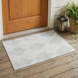 3' X 5' Ivory Geometric Washable Non Skid Indoor Outdoor Area Rug