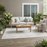 5' X 8' Ivory Geometric Washable Non Skid Indoor Outdoor Area Rug