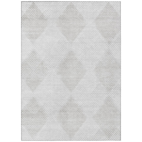 5' X 8' Ivory Geometric Washable Non Skid Indoor Outdoor Area Rug