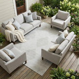 8' X 10' Ivory Geometric Washable Non Skid Indoor Outdoor Area Rug