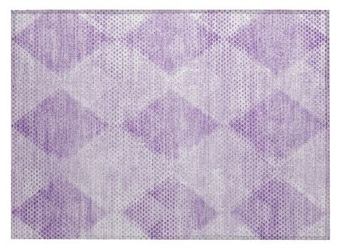 2' X 3' Lavender Geometric Washable Non Skid Indoor Outdoor Area Rug