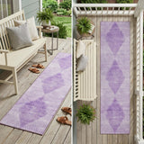 8' Runner Lavender Geometric Washable Non Skid Indoor Outdoor Runner Rug