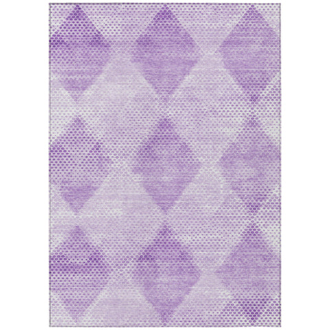3' X 5' Lavender Geometric Washable Non Skid Indoor Outdoor Area Rug