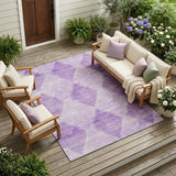8' X 10' Lavender Geometric Washable Non Skid Indoor Outdoor Area Rug