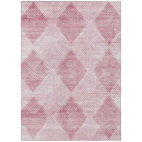 5' X 8' Merlot Geometric Washable Non Skid Indoor Outdoor Area Rug