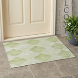 3' X 5' Mint Green Geometric Washable Non Skid Indoor Outdoor Area Rug