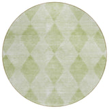 8' Round Mint Green Round Geometric Washable Non Skid Indoor Outdoor Area Rug