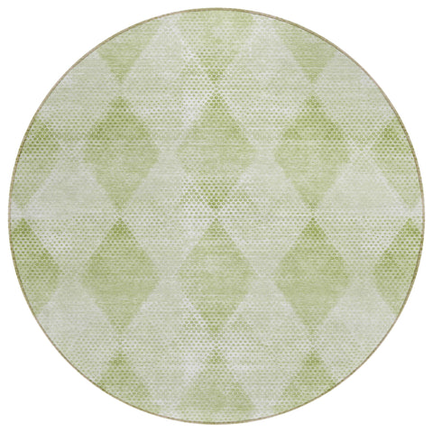 8' Round Mint Green Round Geometric Washable Non Skid Indoor Outdoor Area Rug