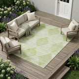 8' X 10' Mint Green Geometric Washable Non Skid Indoor Outdoor Area Rug