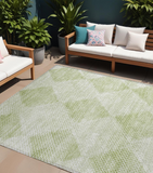 8' X 10' Mint Green Geometric Washable Non Skid Indoor Outdoor Area Rug