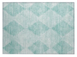 2' X 3' Teal Geometric Washable Non Skid Indoor Outdoor Area Rug