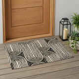 2' X 3' Black and White Abstract Washable Non Skid Indoor Outdoor Area Rug