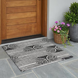 3' X 5' Black and White Abstract Washable Non Skid Indoor Outdoor Area Rug