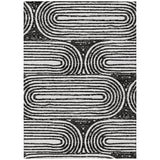 8' X 10' Black And White Abstract Washable Indoor Outdoor Area Rug