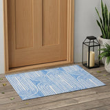 2' X 3' Blue and White Abstract Washable Non Skid Indoor Outdoor Area Rug