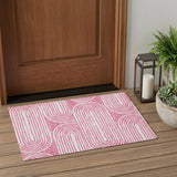 2' X 3' Blush Abstract Washable Non Skid Indoor Outdoor Area Rug