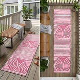 8' Runner Blush Abstract Washable Non Skid Indoor Outdoor Runner Rug