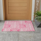 3' X 5' Blush Abstract Washable Non Skid Indoor Outdoor Area Rug