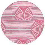 8' Round Blush Round Abstract Washable Non Skid Indoor Outdoor Area Rug