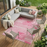 8' X 10' Blush Abstract Washable Non Skid Indoor Outdoor Area Rug