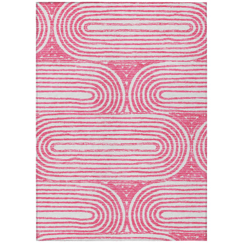 8' X 10' Blush Abstract Washable Non Skid Indoor Outdoor Area Rug