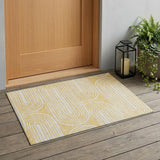3' X 5' Gold and White Abstract Washable Non Skid Indoor Outdoor Area Rug