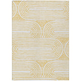 8' X 10' Gold And White Abstract Washable Indoor Outdoor Area Rug