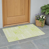 2' X 3' Green and White Abstract Washable Non Skid Indoor Outdoor Area Rug