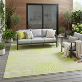 5' X 8' Green And White Abstract Washable Indoor Outdoor Area Rug