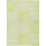 5' X 8' Green And White Abstract Washable Indoor Outdoor Area Rug